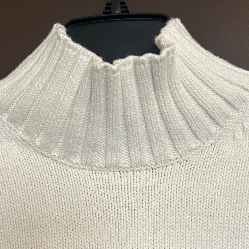 J. Crew White and Black Striped Ribbed Mock Neck Sweater - Picture 3 of 10